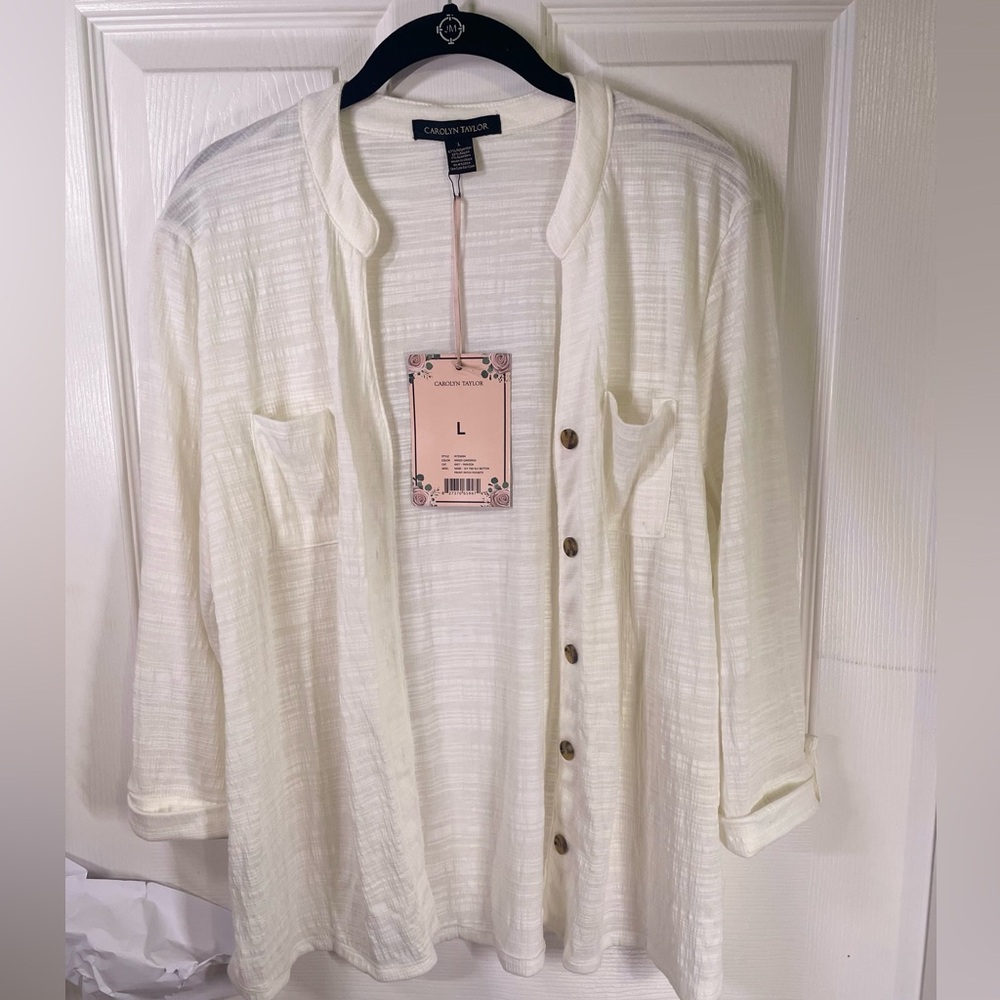 White button up transparent blouse cardigan
